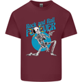 Rock & Roll Forever Air Guitar Skeleton Skull Mens Cotton T-Shirt Tee Top Maroon