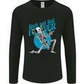 Rock & Roll Forever Air Guitar Skeleton Skull Mens Long Sleeve T-Shirt Black