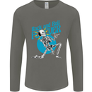 Rock & Roll Forever Air Guitar Skeleton Skull Mens Long Sleeve T-Shirt Charcoal