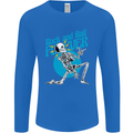 Rock & Roll Forever Air Guitar Skeleton Skull Mens Long Sleeve T-Shirt Royal Blue