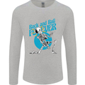 Rock & Roll Forever Air Guitar Skeleton Skull Mens Long Sleeve T-Shirt Sports Grey