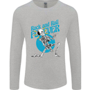 Rock & Roll Forever Air Guitar Skeleton Skull Mens Long Sleeve T-Shirt Sports Grey