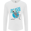 Rock & Roll Forever Air Guitar Skeleton Skull Mens Long Sleeve T-Shirt White