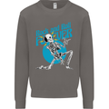 Rock & Roll Forever Air Guitar Skeleton Skull Mens Sweatshirt Jumper Charcoal