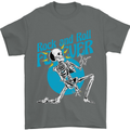 Rock & Roll Forever Air Guitar Skeleton Skull Mens T-Shirt 100% Cotton Charcoal