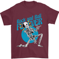 Rock & Roll Forever Air Guitar Skeleton Skull Mens T-Shirt 100% Cotton Maroon