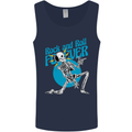 Rock & Roll Forever Air Guitar Skeleton Skull Mens Vest Tank Top Navy Blue