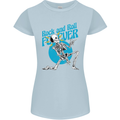 Rock & Roll Forever Air Guitar Skeleton Skull Womens Petite Cut T-Shirt Light Blue