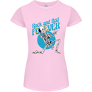 Rock & Roll Forever Air Guitar Skeleton Skull Womens Petite Cut T-Shirt Light Pink