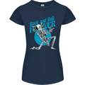 Rock & Roll Forever Air Guitar Skeleton Skull Womens Petite Cut T-Shirt Navy Blue