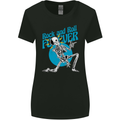 Rock & Roll Forever Air Guitar Skeleton Skull Womens Wider Cut T-Shirt Black