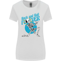 Rock & Roll Forever Air Guitar Skeleton Skull Womens Wider Cut T-Shirt White