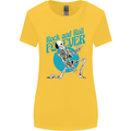 Rock & Roll Forever Air Guitar Skeleton Skull Womens Wider Cut T-Shirt Yellow