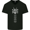 Rock & Roll Guitar Hand Guitarist Electric Mens V-Neck Cotton T-Shirt Black