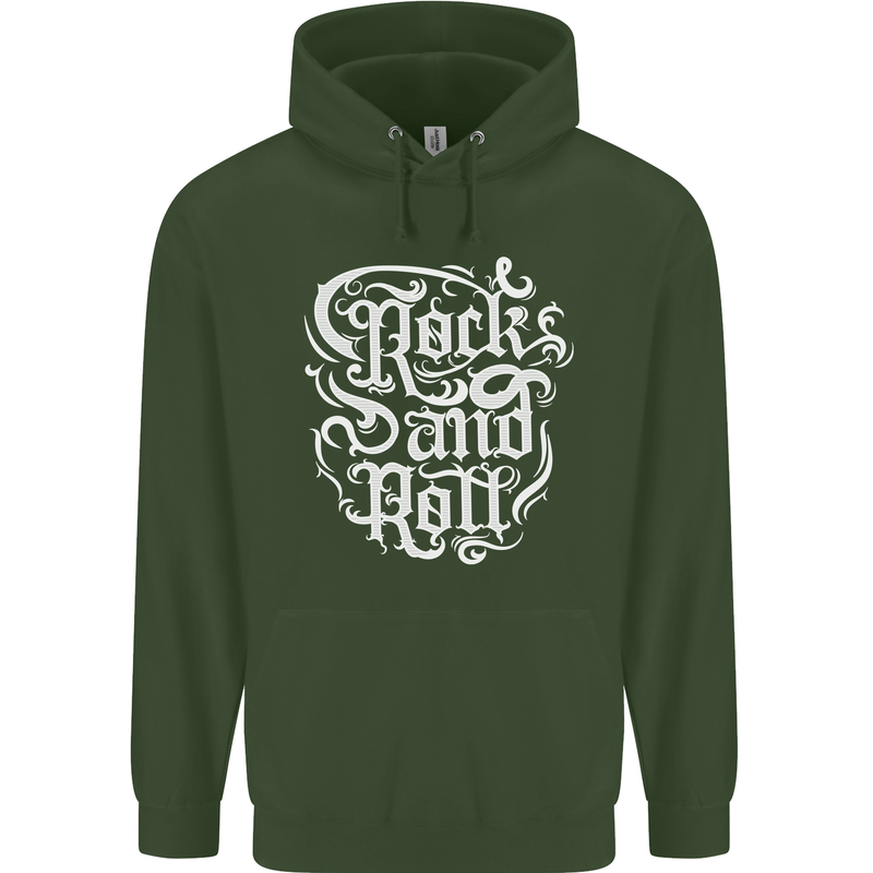 Rock and Roll Guitar Music Childrens Kids Hoodie Forest Green