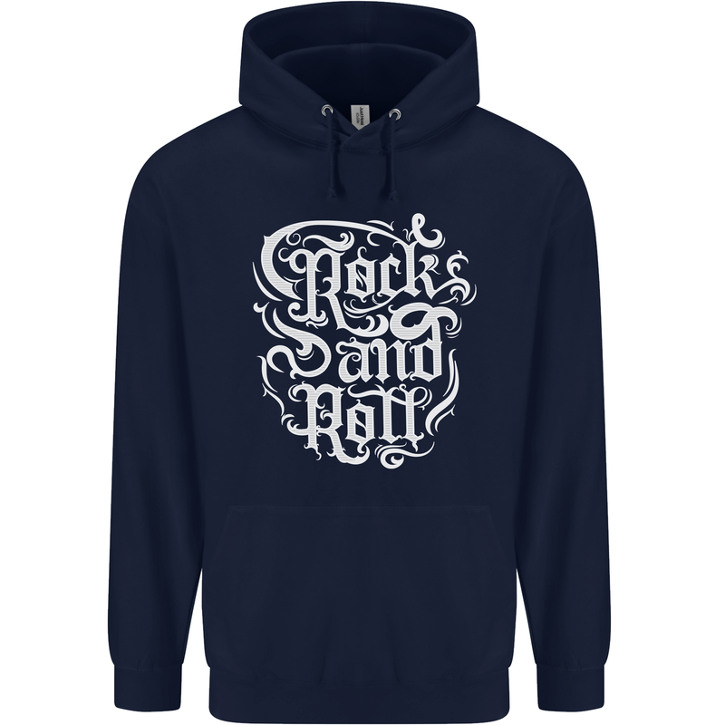 Rock and Roll Guitar Music Childrens Kids Hoodie Navy Blue