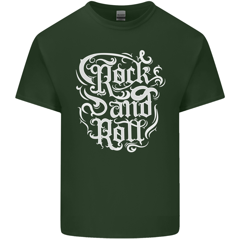 Rock and Roll Guitar Music Mens Cotton T-Shirt Tee Top Forest Green