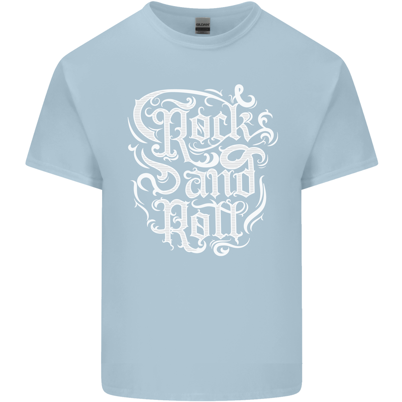 Rock and Roll Guitar Music Mens Cotton T-Shirt Tee Top Light Blue