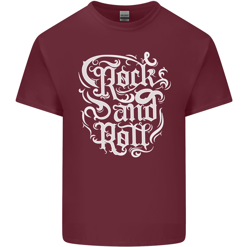 Rock and Roll Guitar Music Mens Cotton T-Shirt Tee Top Maroon