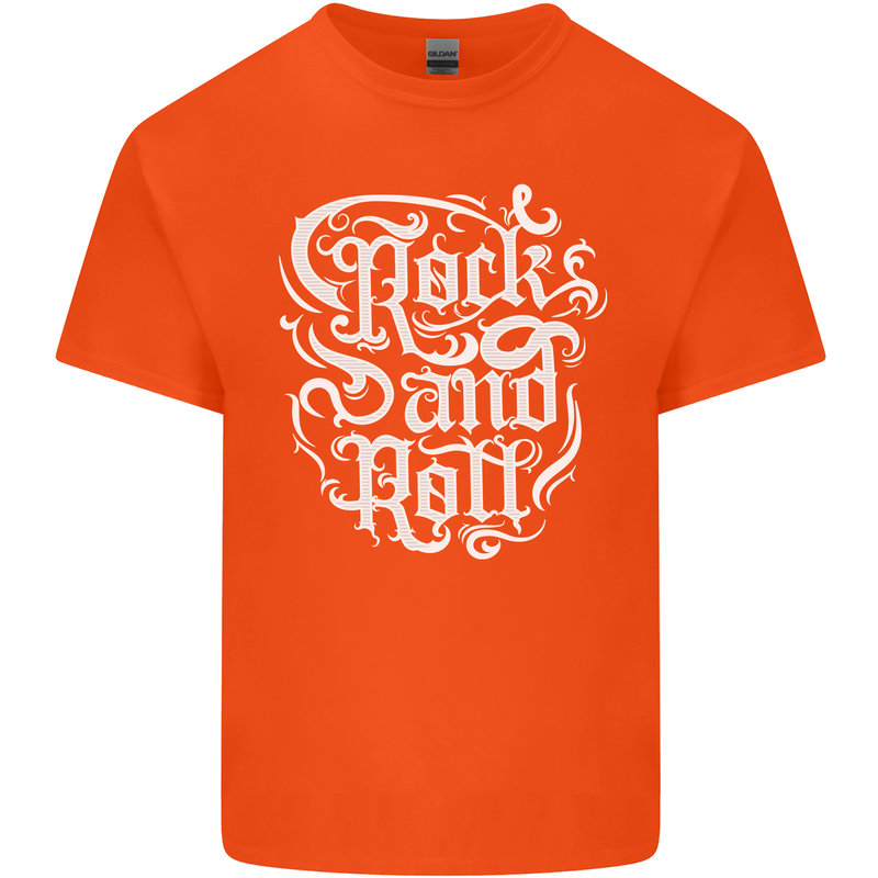 Rock and Roll Guitar Music Mens Cotton T-Shirt Tee Top Orange