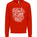 Rock and Roll Guitar Music Mens Sweatshirt Jumper Bright Red