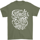 Rock and Roll Guitar Music Mens T-Shirt 100% Cotton Military Green