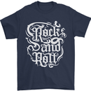 Rock and Roll Guitar Music Mens T-Shirt 100% Cotton Navy Blue