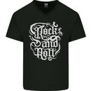 Rock and Roll Guitar Music Mens V-Neck Cotton T-Shirt Black