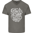 Rock and Roll Guitar Music Mens V-Neck Cotton T-Shirt Charcoal