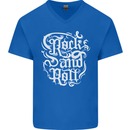 Rock and Roll Guitar Music Mens V-Neck Cotton T-Shirt Royal Blue