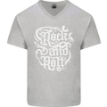 Rock and Roll Guitar Music Mens V-Neck Cotton T-Shirt Sports Grey