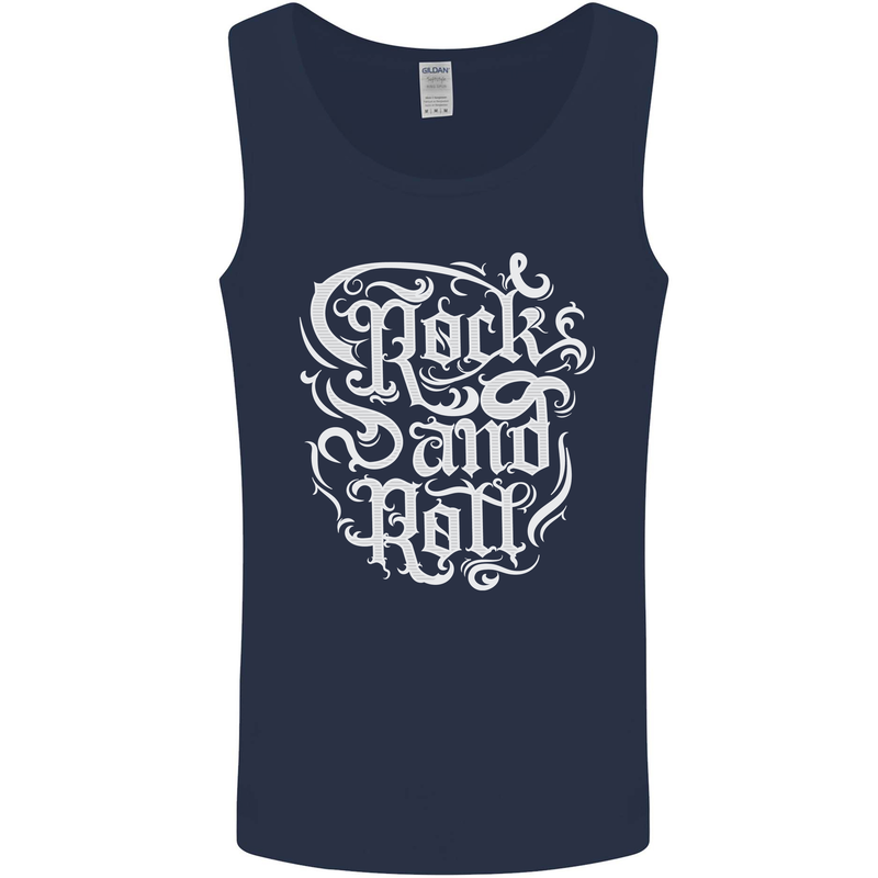 Rock and Roll Guitar Music Mens Vest Tank Top Navy Blue