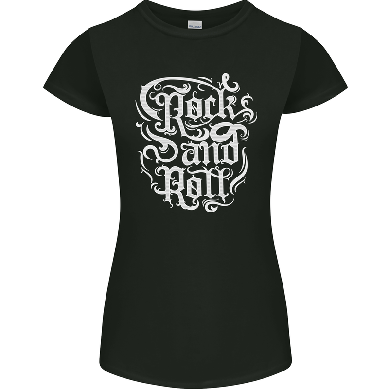 Rock and Roll Guitar Music Womens Petite Cut T-Shirt Black