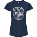 Rock and Roll Guitar Music Womens Petite Cut T-Shirt Navy Blue