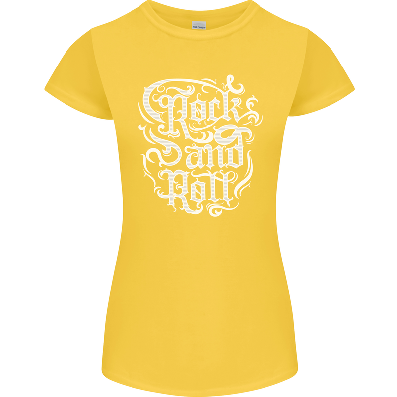 Rock and Roll Guitar Music Womens Petite Cut T-Shirt Yellow