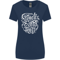 Rock and Roll Guitar Music Womens Wider Cut T-Shirt Navy Blue
