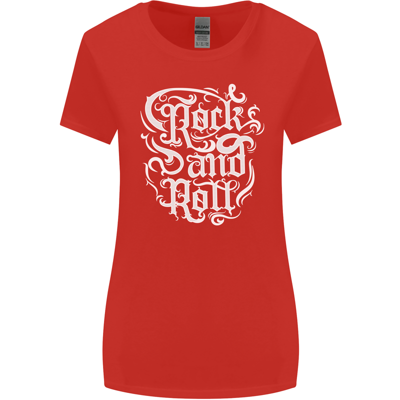 Rock and Roll Guitar Music Womens Wider Cut T-Shirt Red