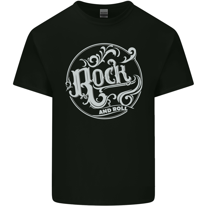 Rock and Roll Logo Mens Cotton T-Shirt Tee Top Black