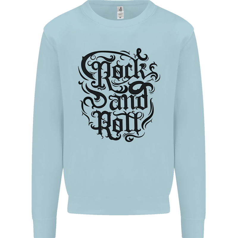 Rock and Roll Music Kids Sweatshirt Jumper Light Blue