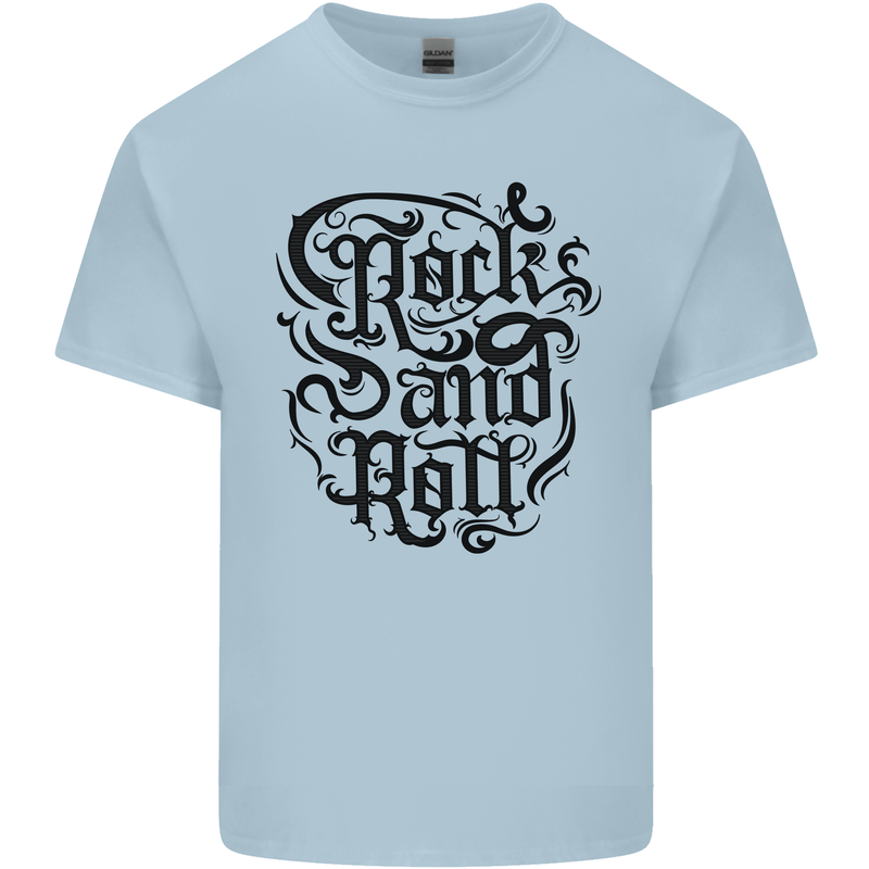 Rock and Roll Music Mens Cotton T-Shirt Tee Top Light Blue