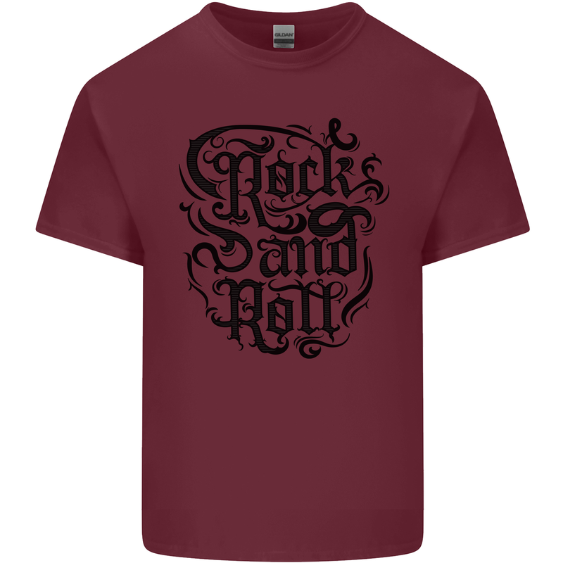 Rock and Roll Music Mens Cotton T-Shirt Tee Top Maroon