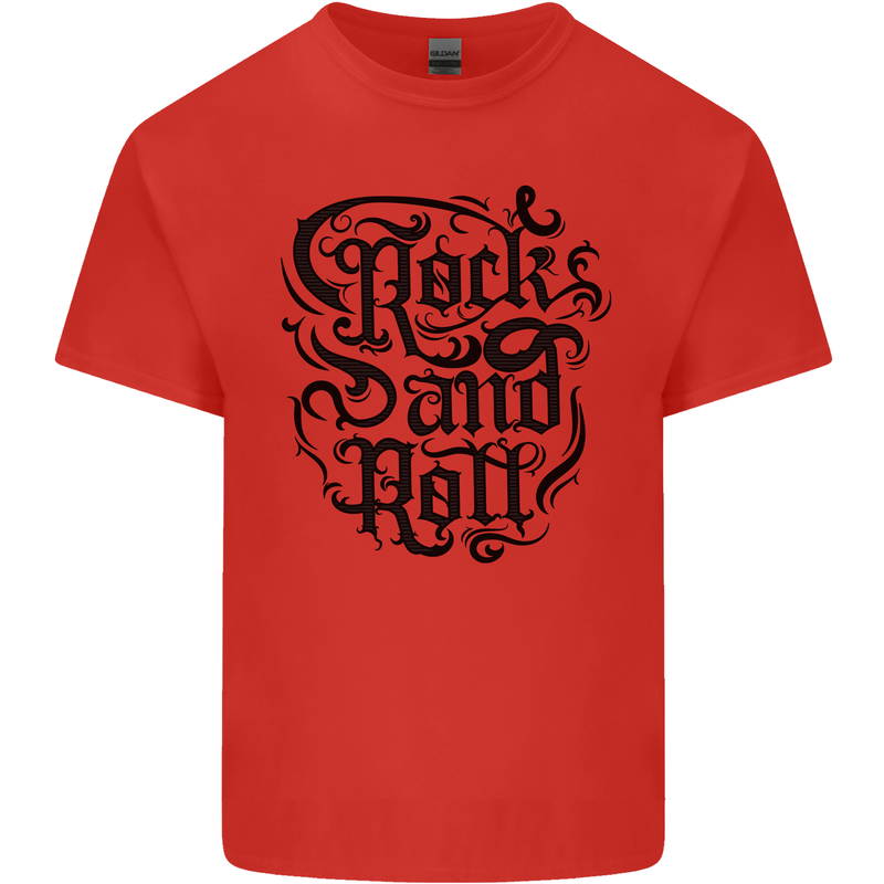 Rock and Roll Music Mens Cotton T-Shirt Tee Top Red