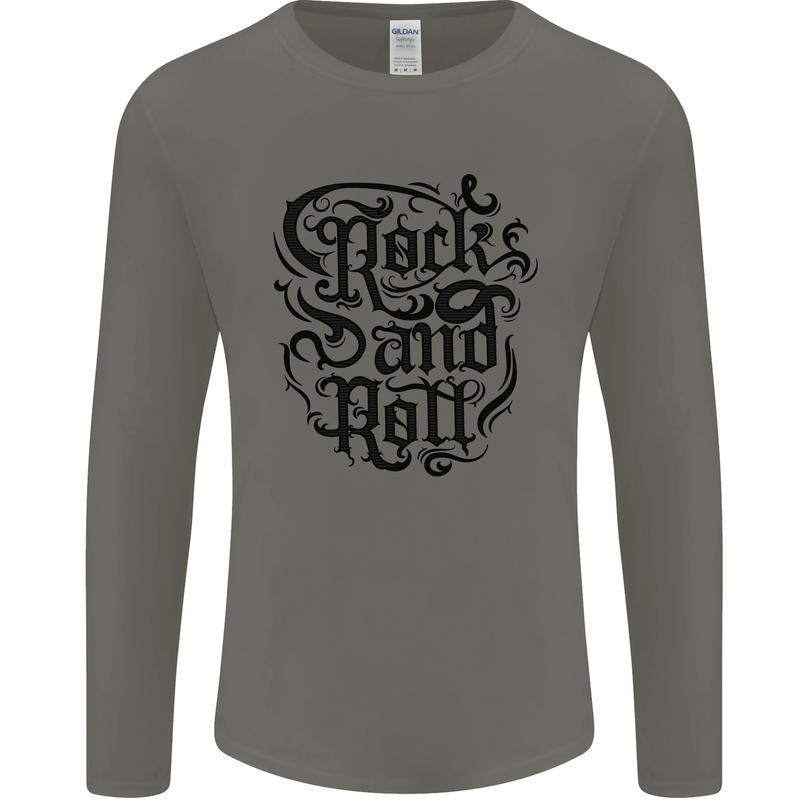 Rock and Roll Music Mens Long Sleeve T-Shirt Charcoal