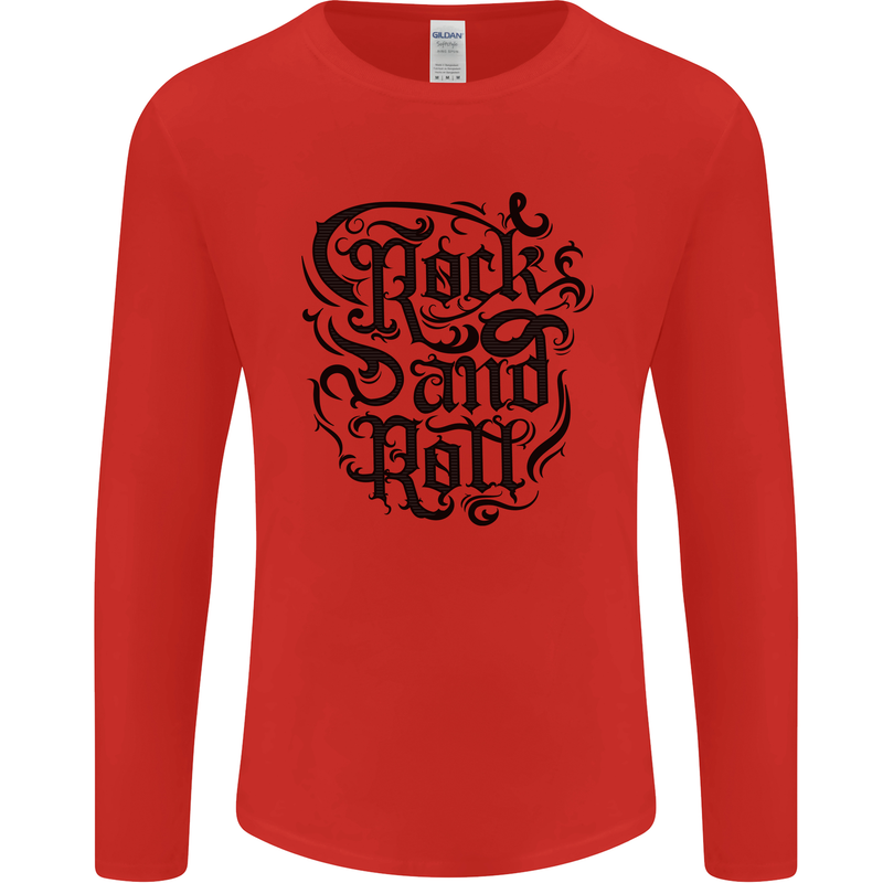 Rock and Roll Music Mens Long Sleeve T-Shirt Red