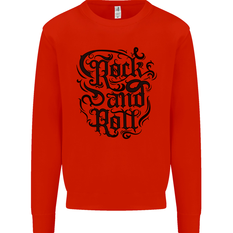 Rock and Roll Music Mens Sweatshirt Jumper Bright Red