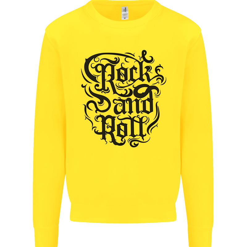 Rock and Roll Music Mens Sweatshirt Jumper Yellow