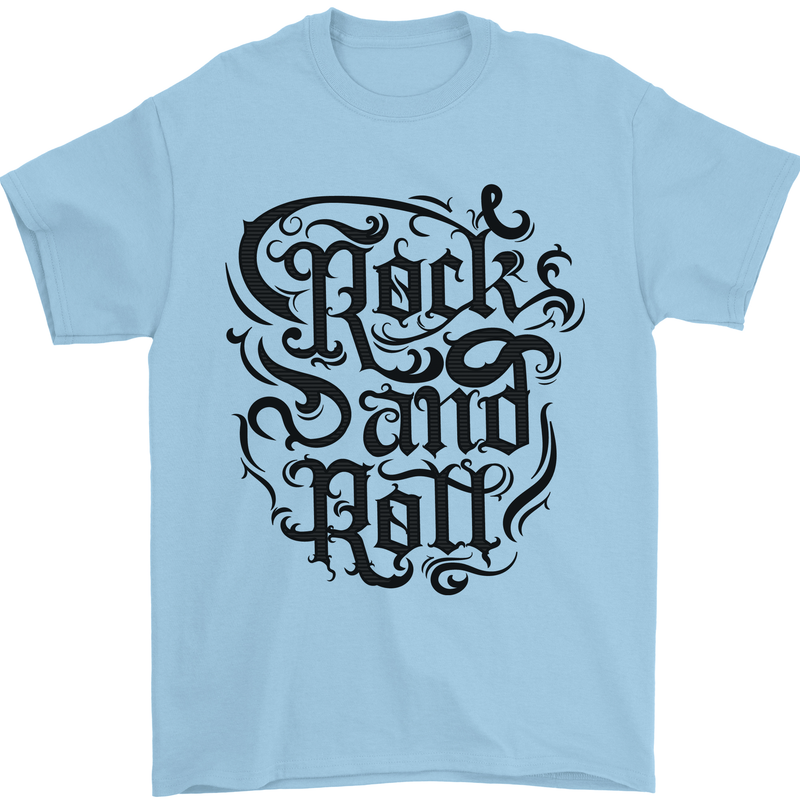 Rock and Roll Music Mens T-Shirt 100% Cotton Light Blue