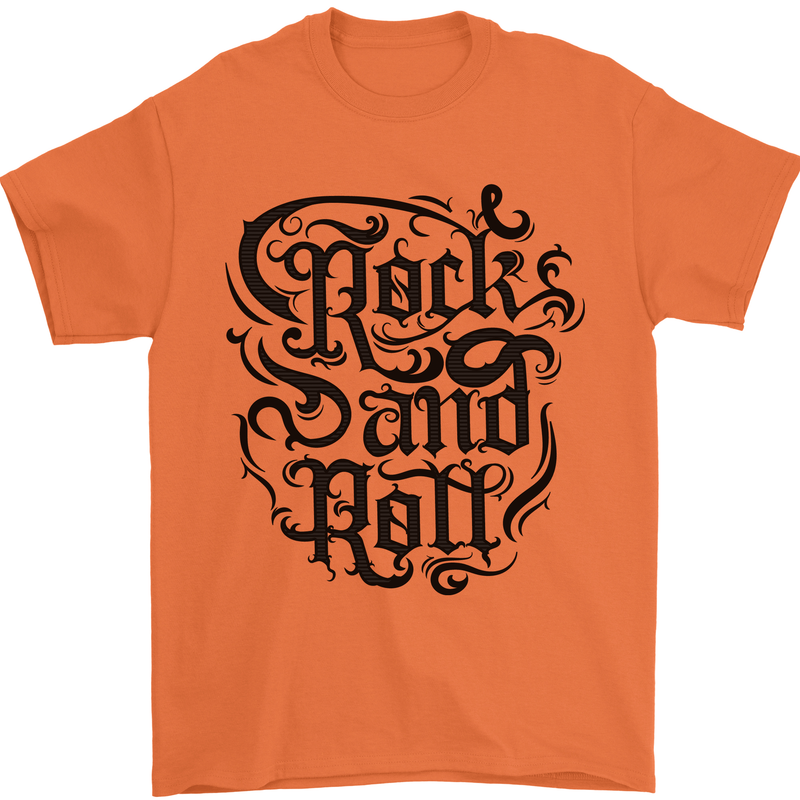 Rock and Roll Music Mens T-Shirt 100% Cotton Orange