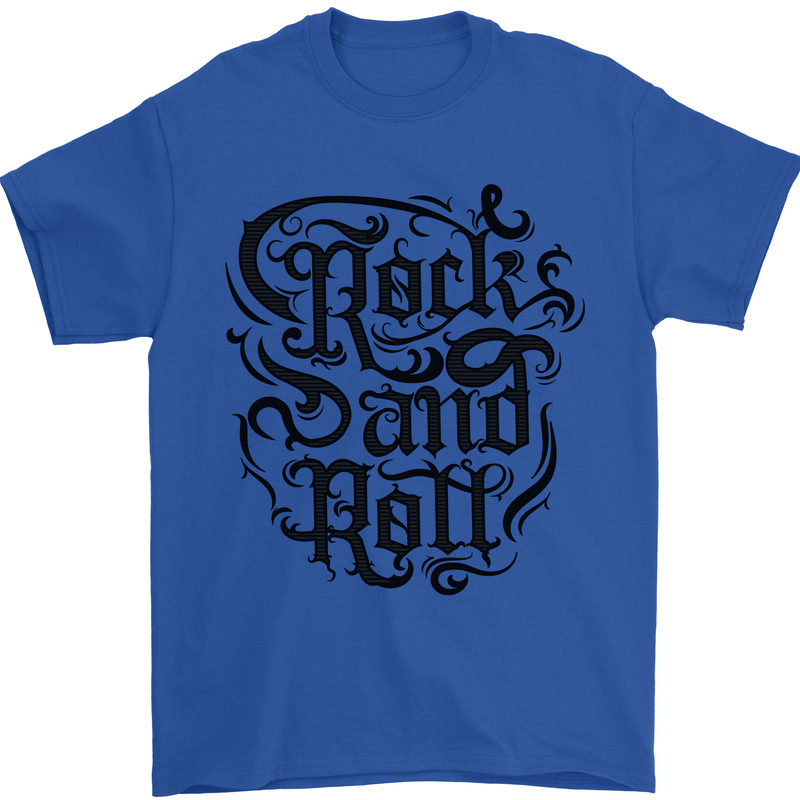 Rock and Roll Music Mens T-Shirt 100% Cotton Royal Blue