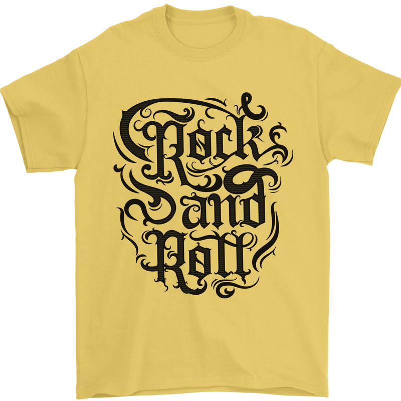 Rock and Roll Music Mens T-Shirt 100% Cotton Yellow